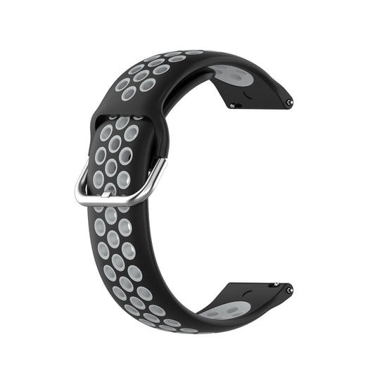 For Garmin Vivoactive4 22mm Perforated Breathable Sports Silicone Watch Band(Black+ Grey) by buy2fix