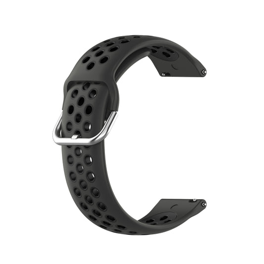 For Garmin Vivoactive4 22mm Perforated Breathable Sports Silicone Watch Band(Black) by buy2fix