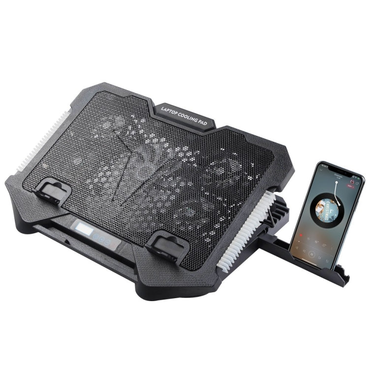 S500 Adjustable Height 5 Quiet Fans RGB Gaming Laptop Cooling Pad with Phone Holder by buy2fix