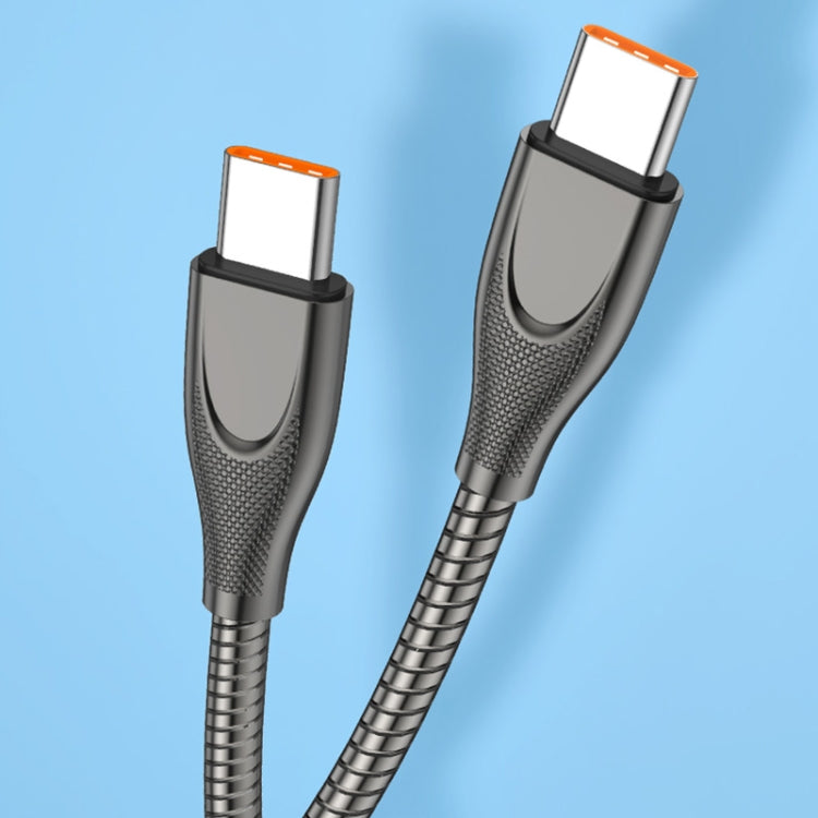 ENKAY ENK-CB130 2m PD100W Type-C to Type-C Carbon Steel Hose Spring Fast Charging Data Cable with E-Marker Chip(Black) by ENKAY