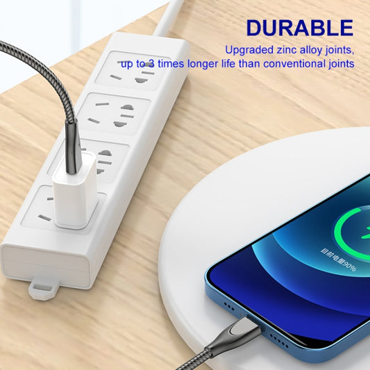 ENKAY ENK-CB131 USB to 8 Pin Carbon Steel Hose Spring 2.4A Fast Charging Data Cable, Length:2m(Silver) by ENKAY