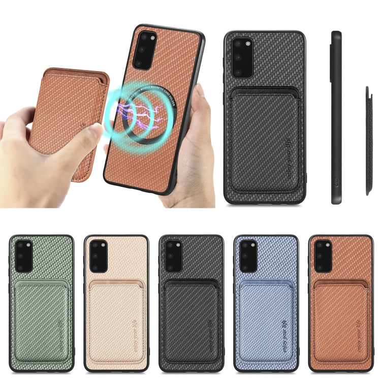 For Samsung Galaxy S20 Carbon Fiber Leather Card Magsafe Magnetic Phone Case(Black) by buy2fix