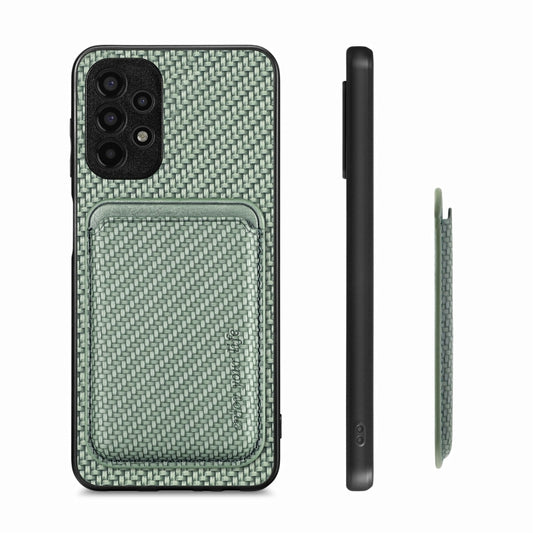 For Samsung Galaxy A13 4G Carbon Fiber Leather Card Magsafe Magnetic Phone Case(Green) by buy2fix