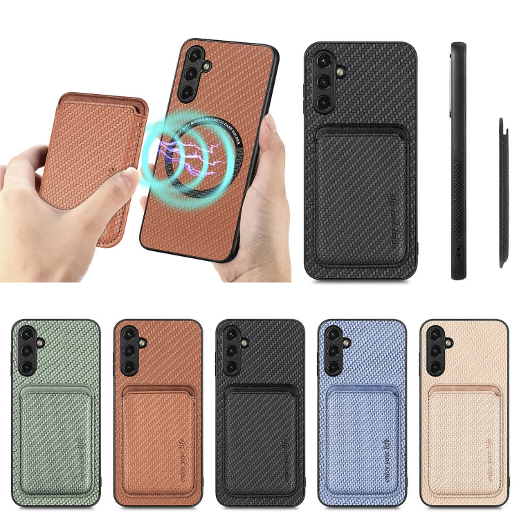 For Samsung Galaxy A54 5G Carbon Fiber Leather Card Magsafe Magnetic Phone Case(Green) by buy2fix