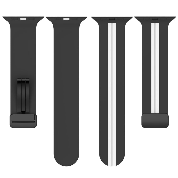 Magnetic Clasp Two-Color Silicone Watch Band For Apple Watch Ultra 49mm(Black+Grey) by buy2fix
