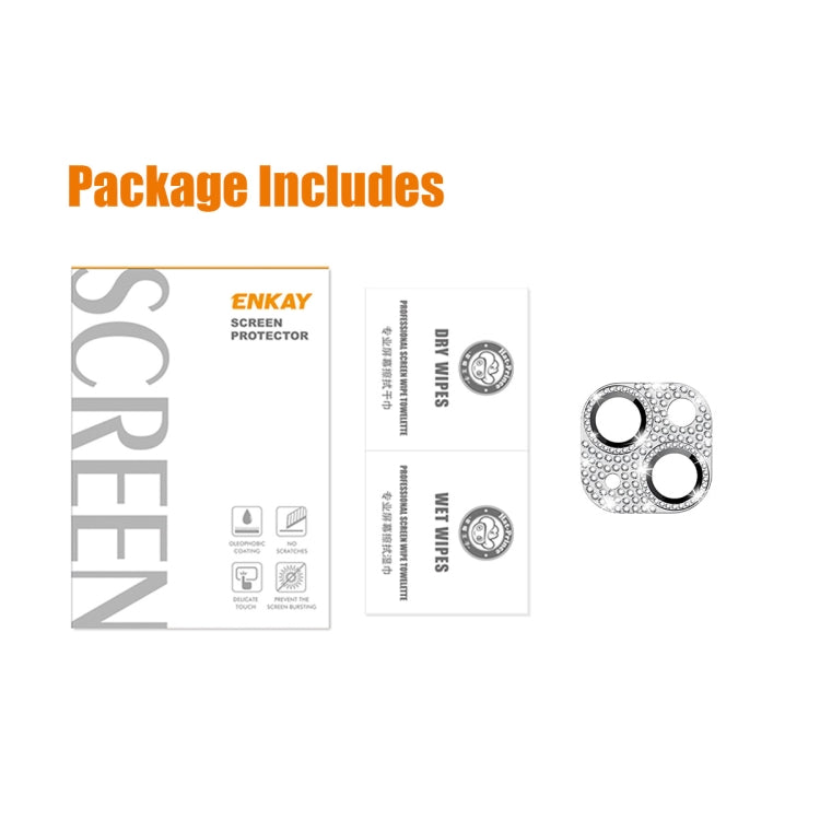 For iPhone 13 / 13 mini ENKAY Hat-Prince Blink Diamond Camera Lens Aluminium Alloy Tempered Glass Film(Colorful) by ENKAY