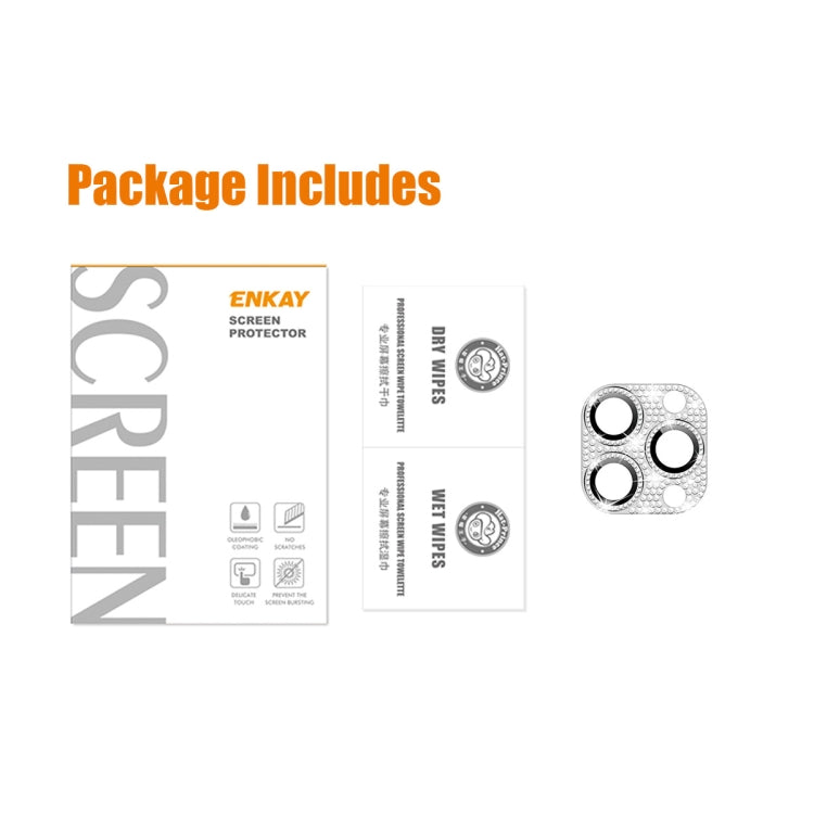 For iPhone 13 Pro / 13 Pro Max ENKAY Hat-Prince Blink Diamond Camera Lens Aluminium Alloy Tempered Glass Film(Silver) by ENKAY