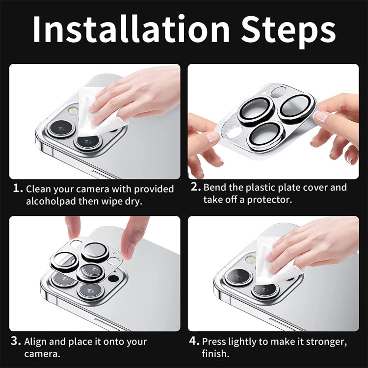 For iPhone 13 Pro / 13 Pro Max ENKAY Hat-Prince Anti-reflection Camera Lens Aluminium Alloy Tempered Glass Film(Silver) by ENKAY