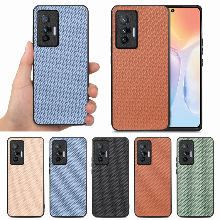 For vivo X70 Carbon Fiber Texture Leather Back Cover Phone Case(Blue) by buy2fix