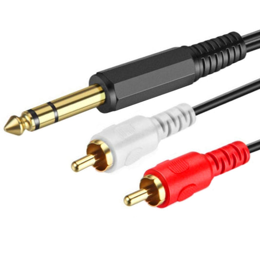 JUNSUNMAY 6.35mm Male TRS Stereo Plug to 2 RCA Phono Male Audio Cable Connector, Length:1.5m by JUNSUNMAY