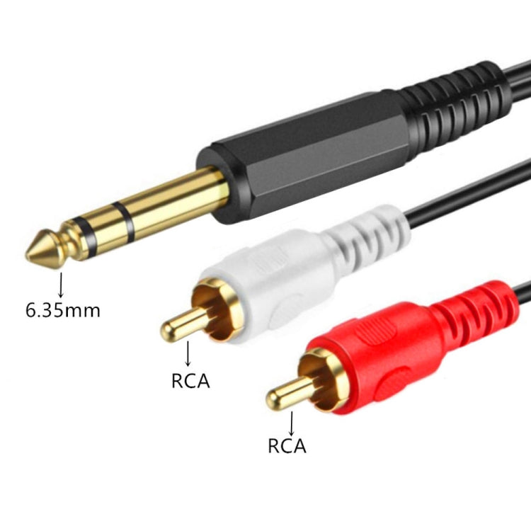 JUNSUNMAY 6.35mm Male TRS Stereo Plug to 2 RCA Phono Male Audio Cable Connector, Length:1.5m by JUNSUNMAY