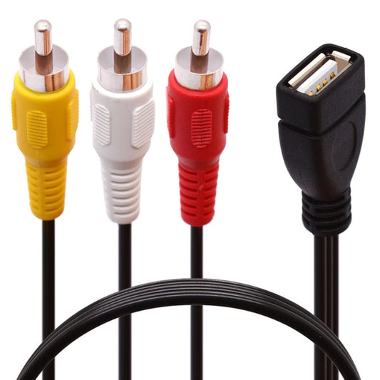 JUNSUNMAY USB Female to 3 x RCA Male Audio Video Splitter Cable, Length:1.5m by JUNSUNMAY