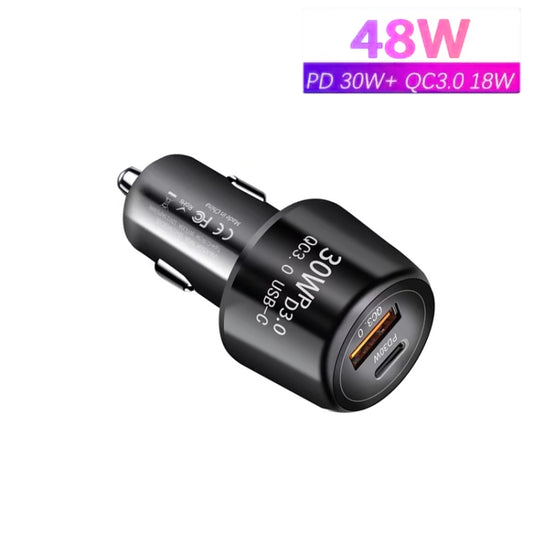 P29 48W PD30W + QC3.0 18W USB Dual Port Car Charger(Black) by buy2fix