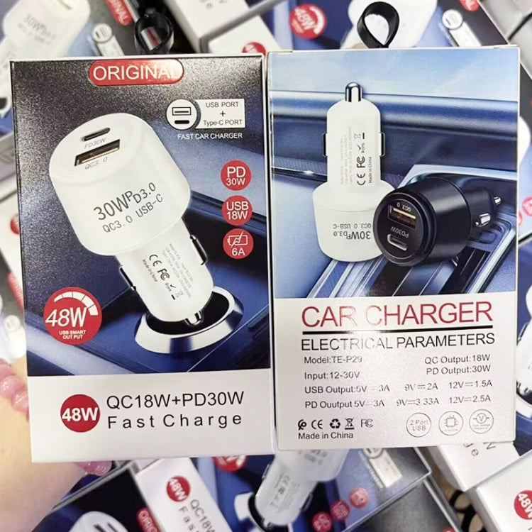 P29 48W PD30W + QC3.0 18W USB Dual Port Car Charger(Black) by buy2fix