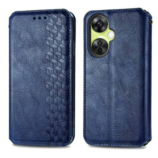 For OnePlus Nord CE 3 Lite Cubic Grid Pressed Magnetic Leather Phone Case(Blue) by buy2fix