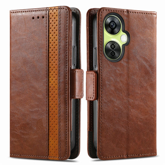 For OnePlus Nord CE 3 Lite CaseNeo Splicing Dual Magnetic Buckle Leather Phone Case(Brown) by buy2fix