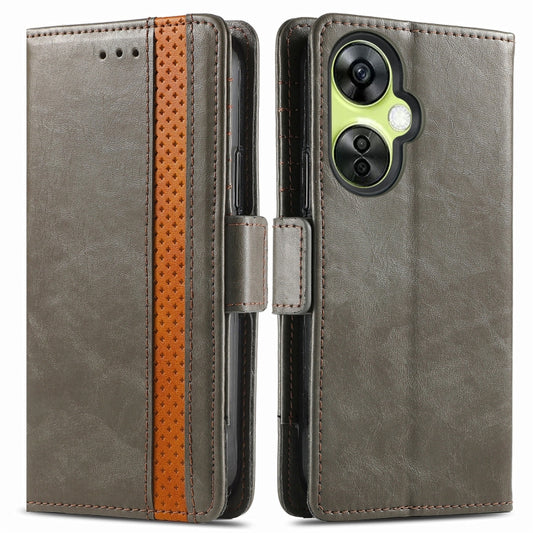 For OnePlus Nord CE 3 Lite CaseNeo Splicing Dual Magnetic Buckle Leather Phone Case(Gray) by buy2fix