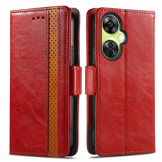For OnePlus Nord CE 3 Lite CaseNeo Splicing Dual Magnetic Buckle Leather Phone Case(Red) by buy2fix
