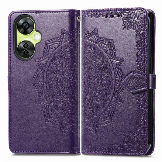 For OnePlus Nord CE 3 Lite Mandala Flower Embossed Leather Phone Case(Purple) by buy2fix