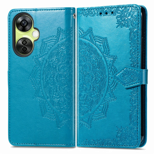 For OnePlus Nord CE 3 Lite Mandala Flower Embossed Leather Phone Case(Blue) by buy2fix