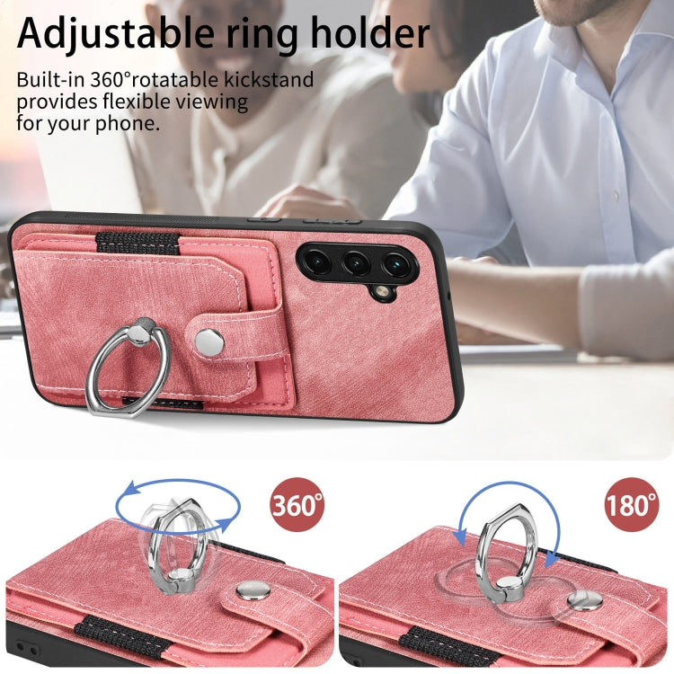 For Samsung Galaxy A14 5G Retro Skin-feel Ring Card Wallet Phone Case(Purple) by buy2fix
