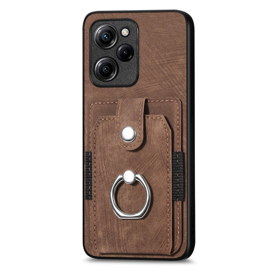 For Xiaomi Poco X5 Pro Retro Skin-feel Ring Card Wallet Phone Case(Brown) by buy2fix