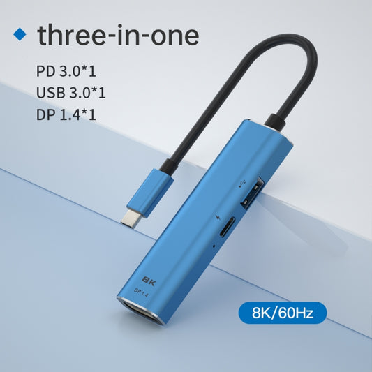 V264B 3 in 1 USB-C / Type-C to USB3.0 + PD3.0 + DP1.4 3-Ports Multi Splitter Adapter OTG HUB by buy2fix