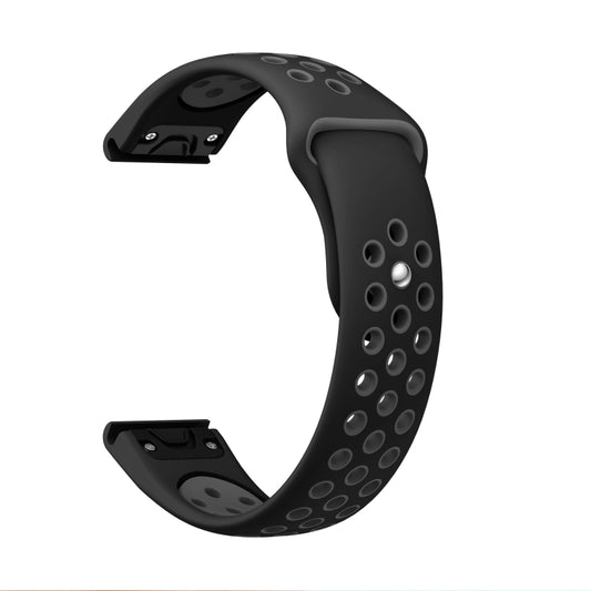 For Garmin Forerunner 935 22mm Sports Breathable Silicone Watch Band(Black+Grey) by buy2fix