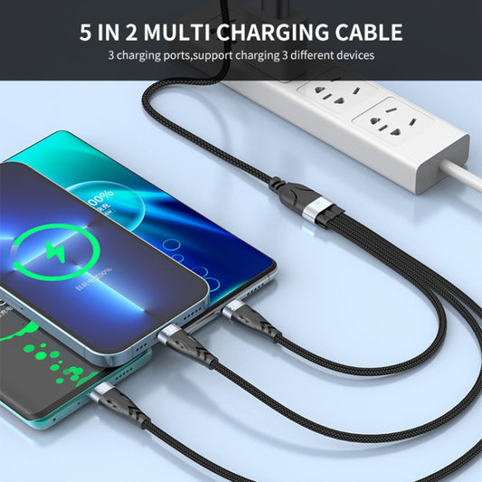 ENKAY ENK-CB135 5-in-1 65W USB-A & USB-C to 8 Pin / Type-C / Micro USB Multifunctional Charging Cable with Indicator Light, Cable Length:2m by ENKAY