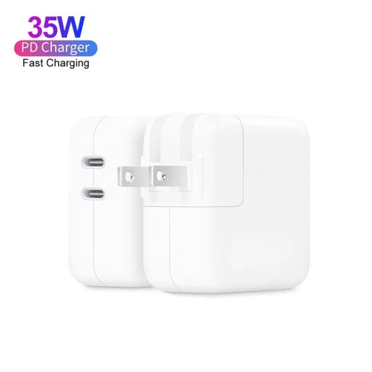 35W PD3.0 USB-C / Type-C Dual Port Charger for iPhone / iPad Series, Plug Size:US Plug by buy2fix