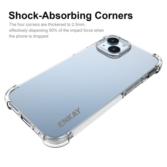 For iPhone 14 Plus ENKAY Hat-Prince Transparent TPU Shockproof Phone Case with Glass Film by ENKAY