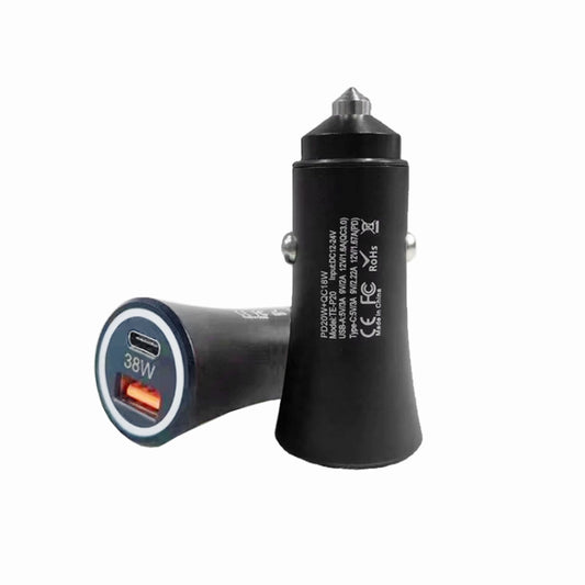 P20 38W PD3.0 20W + QC3.0 USB Safety Hammer Car Charger(Black) by buy2fix