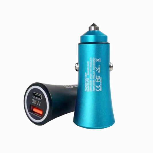 P20 38W PD3.0 20W + QC3.0 USB Safety Hammer Car Charger(Blue) by buy2fix