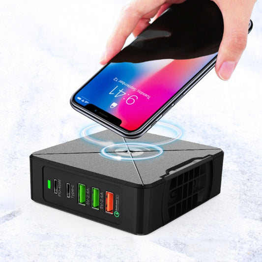 PD-75 Desktop PD Type-C USB QC 3.0 Fast Mobile Phone Charging Station Multifunctional Wireless Charger(US Plug) by buy2fix