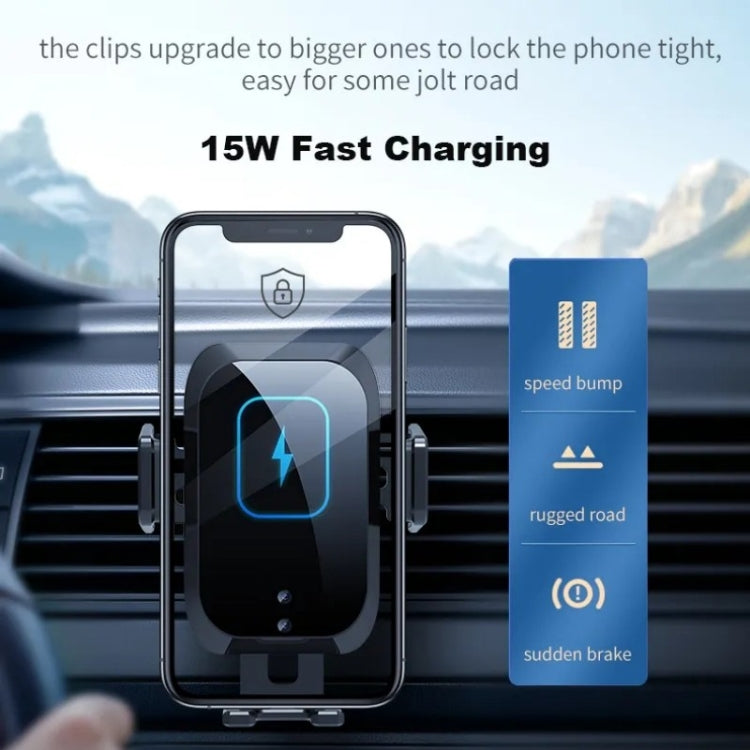 X11 Three Axle Linkage 15W Smart Touch Automatic Retractable Clip Fast Charging Wireless Car Chargers, Specification:Standard With Dashboard Bracket by buy2fix