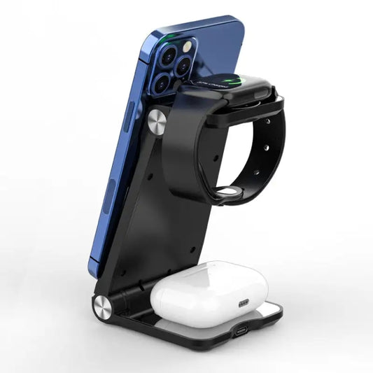 T8 QI Certified Fast Charging Station 3 in 1 Foldable Design Charging Dock by buy2fix