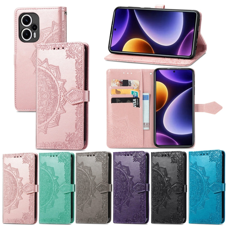 For Xiaomi Poco F5 Mandala Flower Embossed Leather Phone Case(Purple) by buy2fix