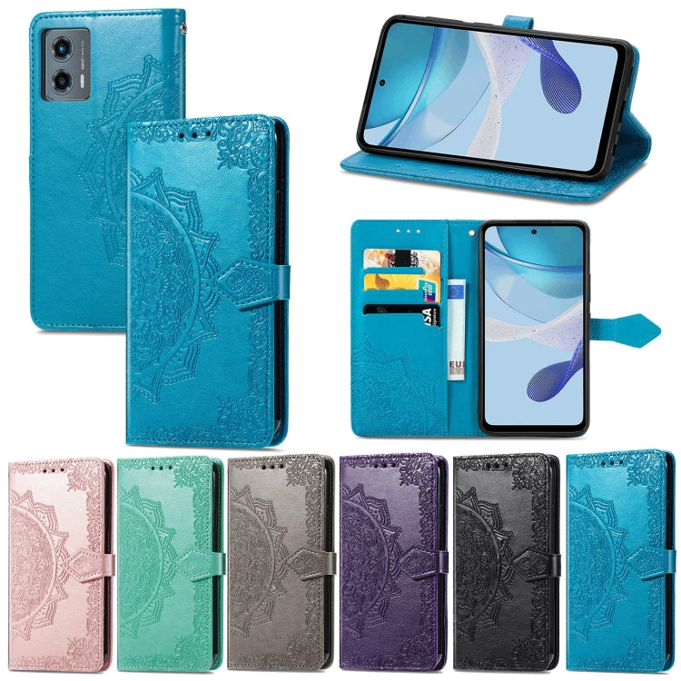 For Motorola Moto G 5G 2023 Mandala Flower Embossed Leather Phone Case(Blue) by buy2fix