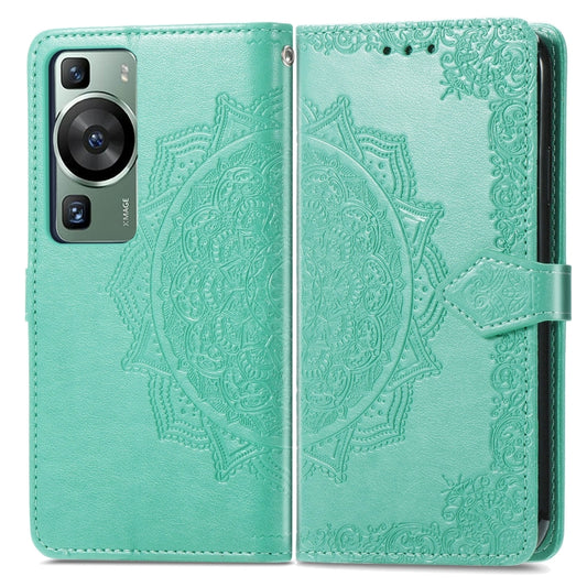 For Huawei P60 Mandala Flower Embossed Leather Phone Case(Green) by buy2fix
