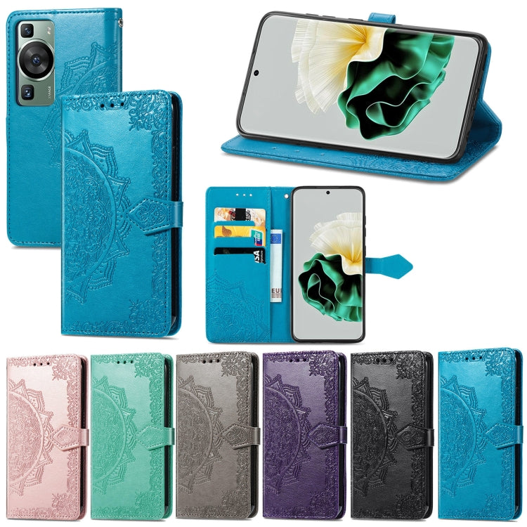 For Huawei P60 Mandala Flower Embossed Leather Phone Case(Green) by buy2fix