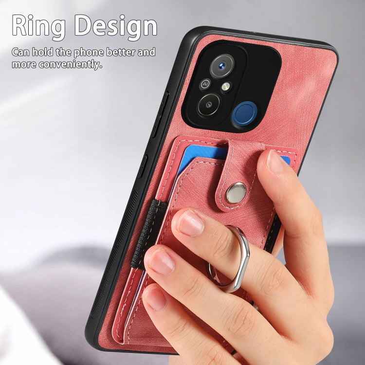 For Redmi Note 12 4G Retro Skin-feel Ring Card Wallet Phone Case(Brown) by buy2fix