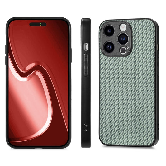 For iPhone 15 Pro Max Carbon Fiber Texture Leather Back Phone Case(Green) by buy2fix