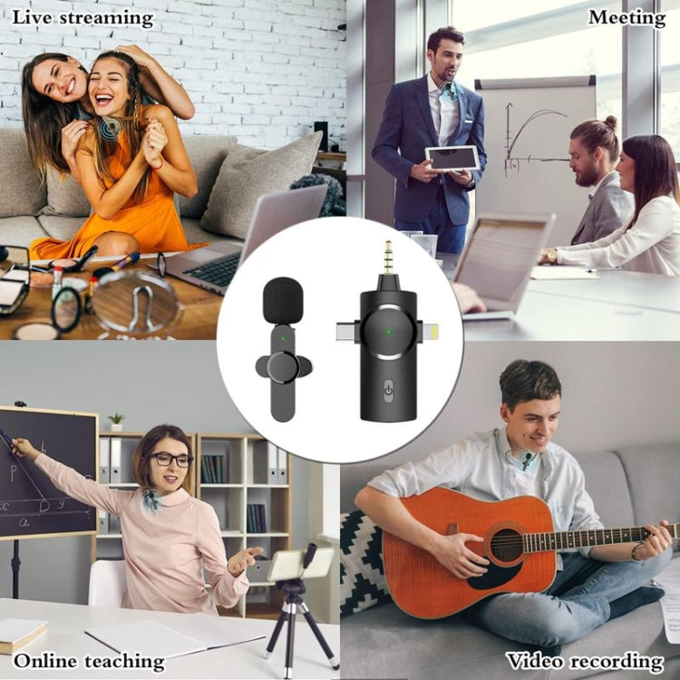 One by One 3 in 1 Lavalier Noise Reduction Wireless Microphone for iPhone / iPad / Android / Camera by buy2fix