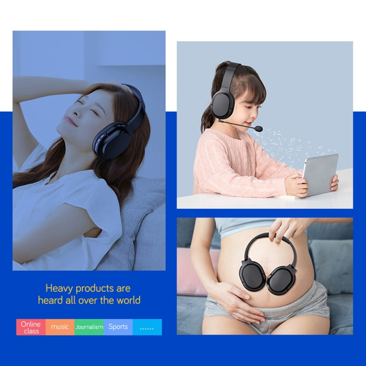 OY713 Blcak Music Headset Wireless BT5.0 Headphones Call Center Earphone With Microphone by buy2fix
