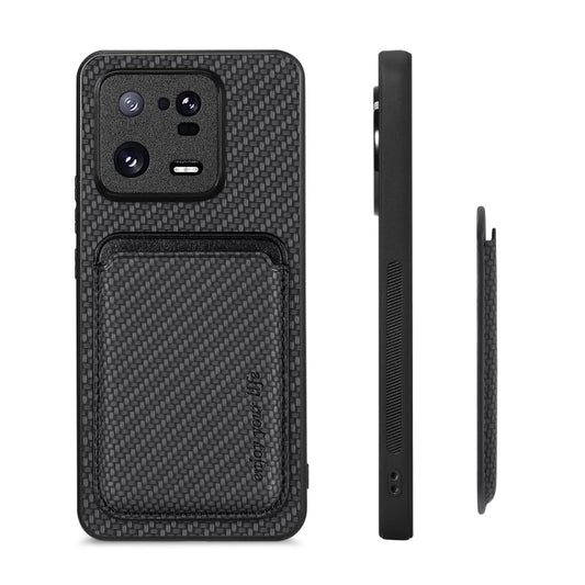 For Xiaomi 13 Pro Carbon Fiber Leather Card Magnetic Phone Case(Black) by buy2fix