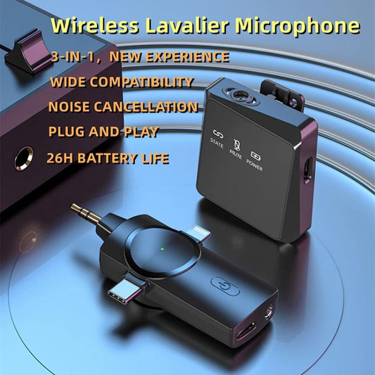 One by One 3 in 1 Mini Wireless Lavalier Microphone for iPhone / iPad / Android / PC Camera by buy2fix