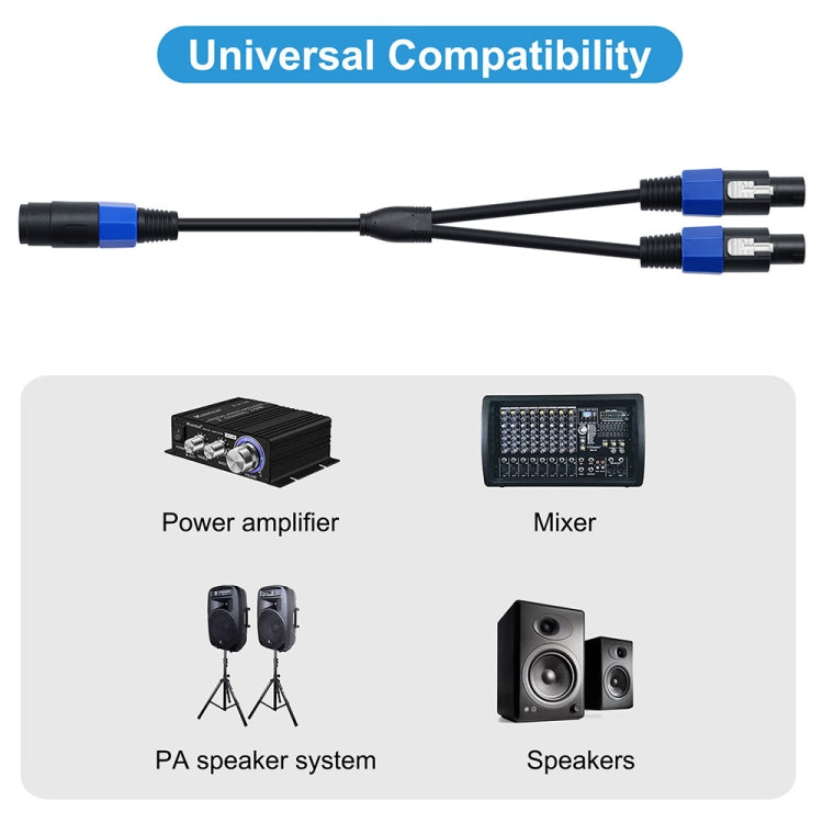 JUNSUNMAY Speakon Female to Speakon Male 2 in 1 Audio Speaker Adapter Cable, Length: 50cm by JUNSUNMAY