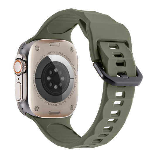 For Apple Watch SE 44mm Ripple Silicone Sports Watch Band(Dark Green) by buy2fix
