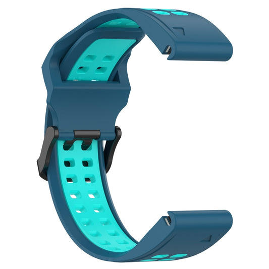 For Garmin Epix Pro 42mm Two Color Reverse Buckle 20mm Silicone Watch Band(Blue+Teal) by buy2fix