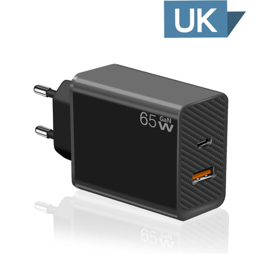 GaN PD48W Type-C PD3.0 + USB3.0 Notebook Adapter for MacBook Series ,EU Plug(Black) by buy2fix